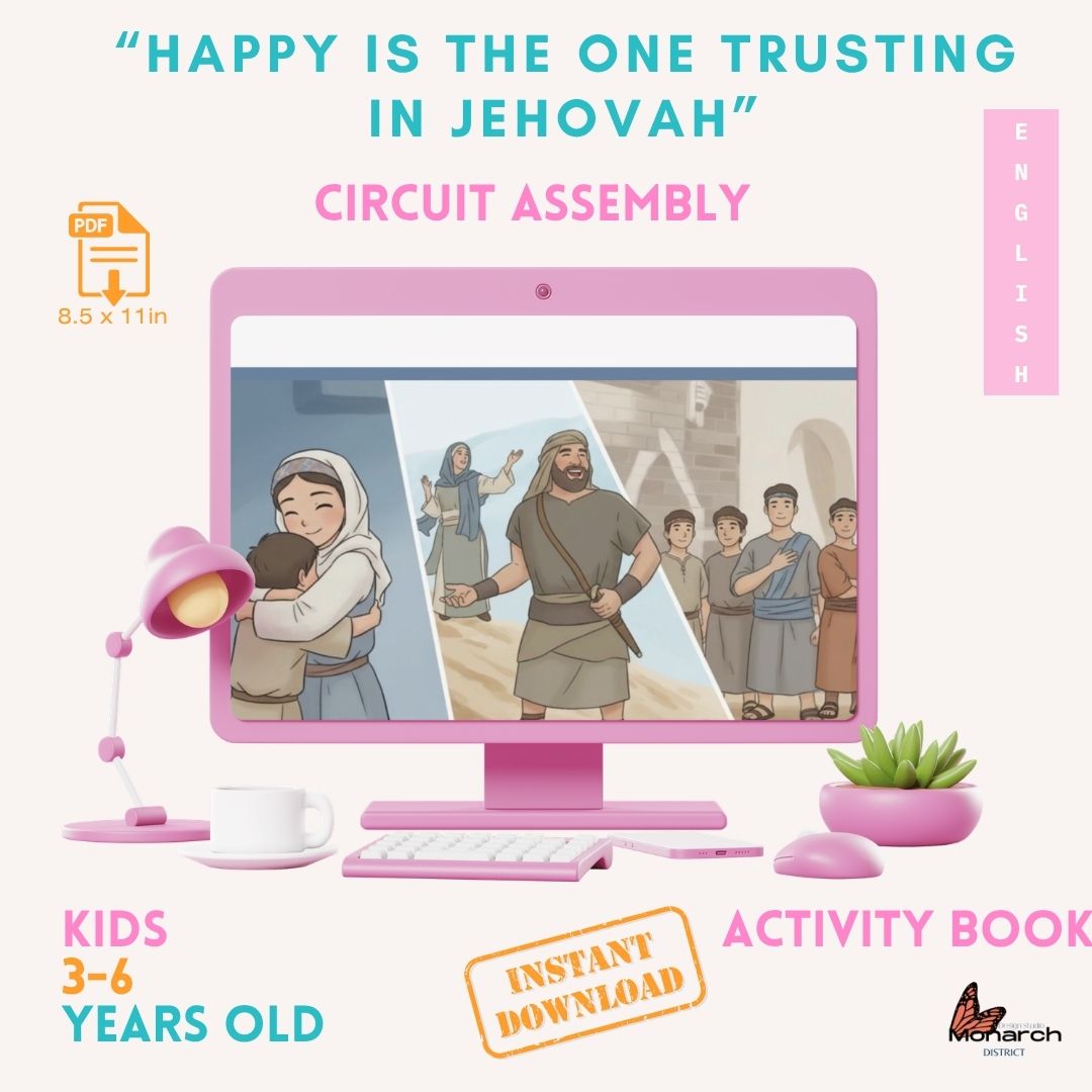 DIGITAL | ENGLISH kids 3-6 YO, Notebook for the Circuit Assembly “HAPPY IS THE ONE TRUSTING IN JEHOVAH” with Circuit Overseer. 2026-2027