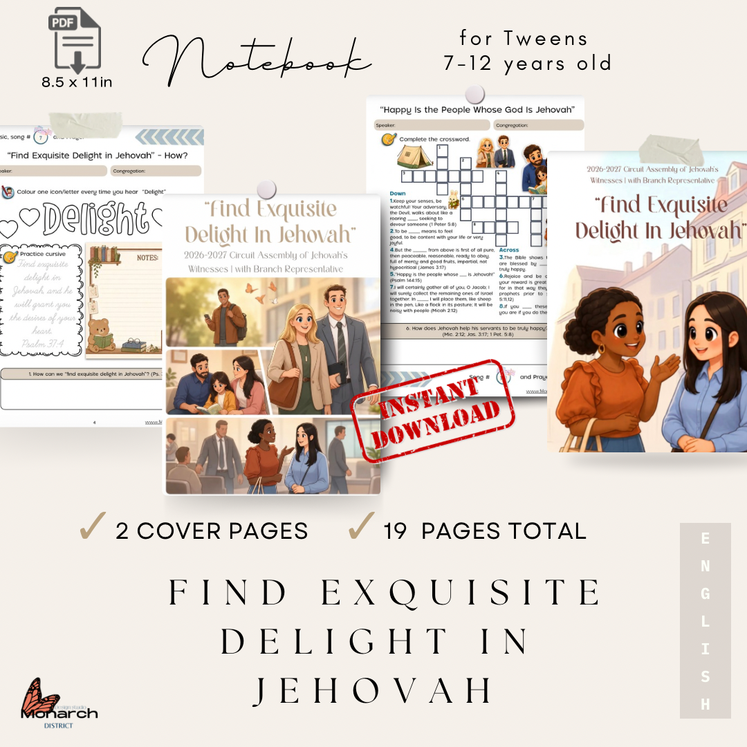 DIGITAL | ENGLISH Tween Notebook for the Circuit Assembly “Find Exquisite Delight in Jehovah” with Branch Representative. 2026-2027 for kids 7-12 years old. Pre-teens