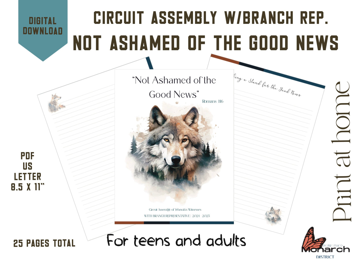 DIGITAL  | ENGLISH Notebook  Circuit Assembly for teen/adult NOT ASHAMED OF THE GOOD NEWS With Branch Representative. Wolf design