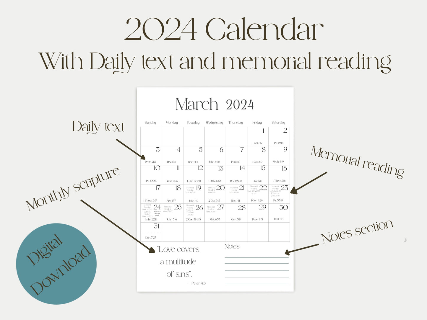 DIGITAL  | 2024 JW Calendar with daily scriptures