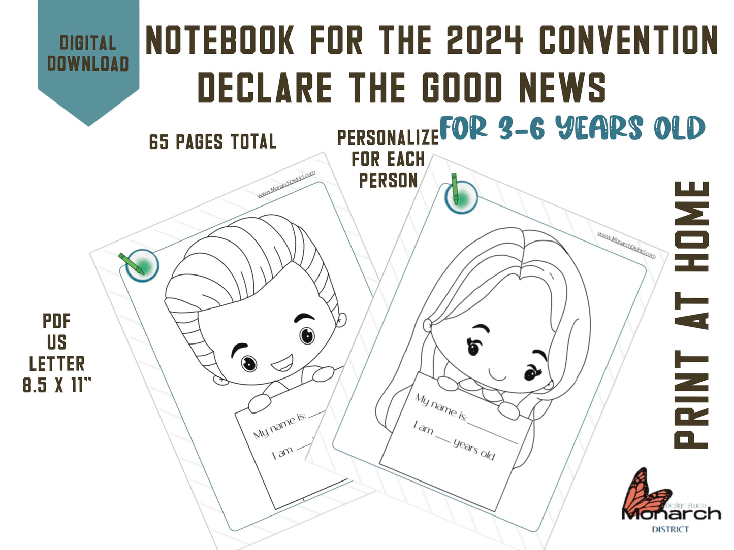DIGITAL NOTEBOOK for kids 3-6 YO JW 2024 Convention “DECLARE THE GOOD NEWS” ENGLISH