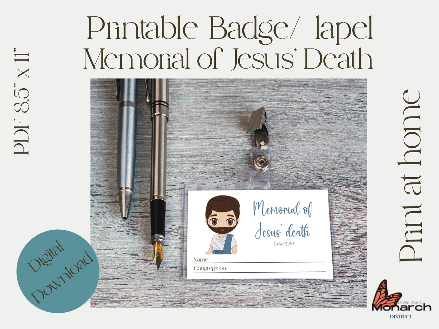 DIGITAL |  Badge / Lapel for the Memorial of Jesus’ Death 2024. Printable