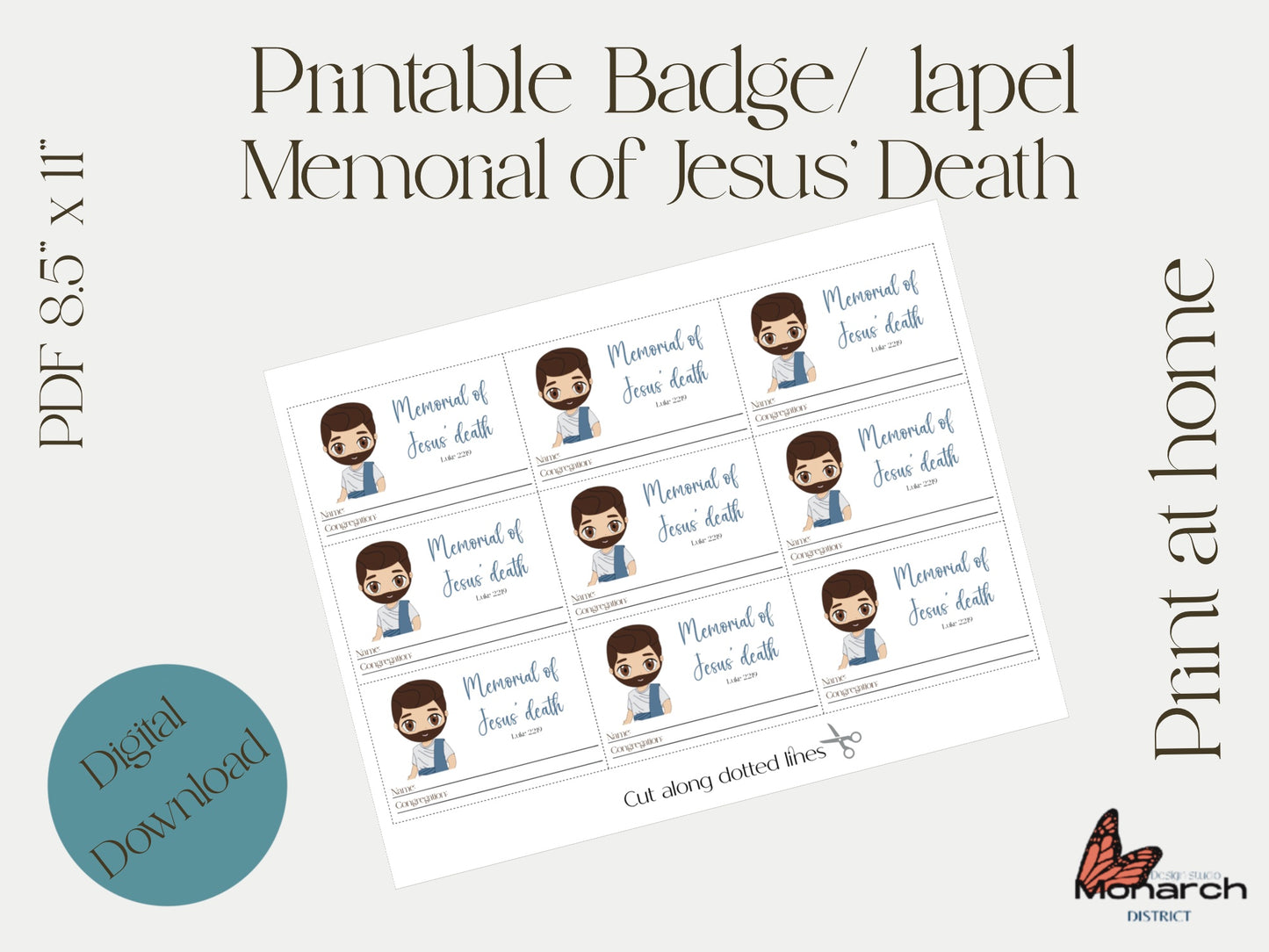 DIGITAL |  Badge / Lapel for the Memorial of Jesus’ Death 2024. Printable