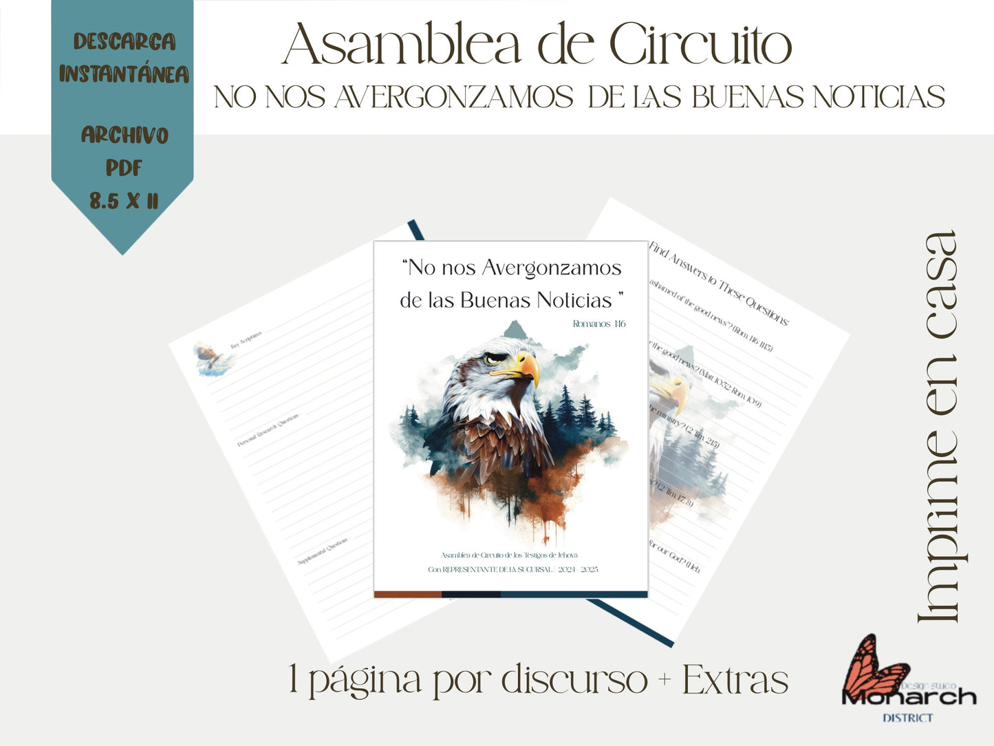 DIGITAL  | ESPAÑOL Libro Asamblea de circuito para 13 -100 años. NO NOS AVERGONZAMOS DE LAS BUENAS NOTICIAS. Con  Representante de la Sucursal Eagle design
