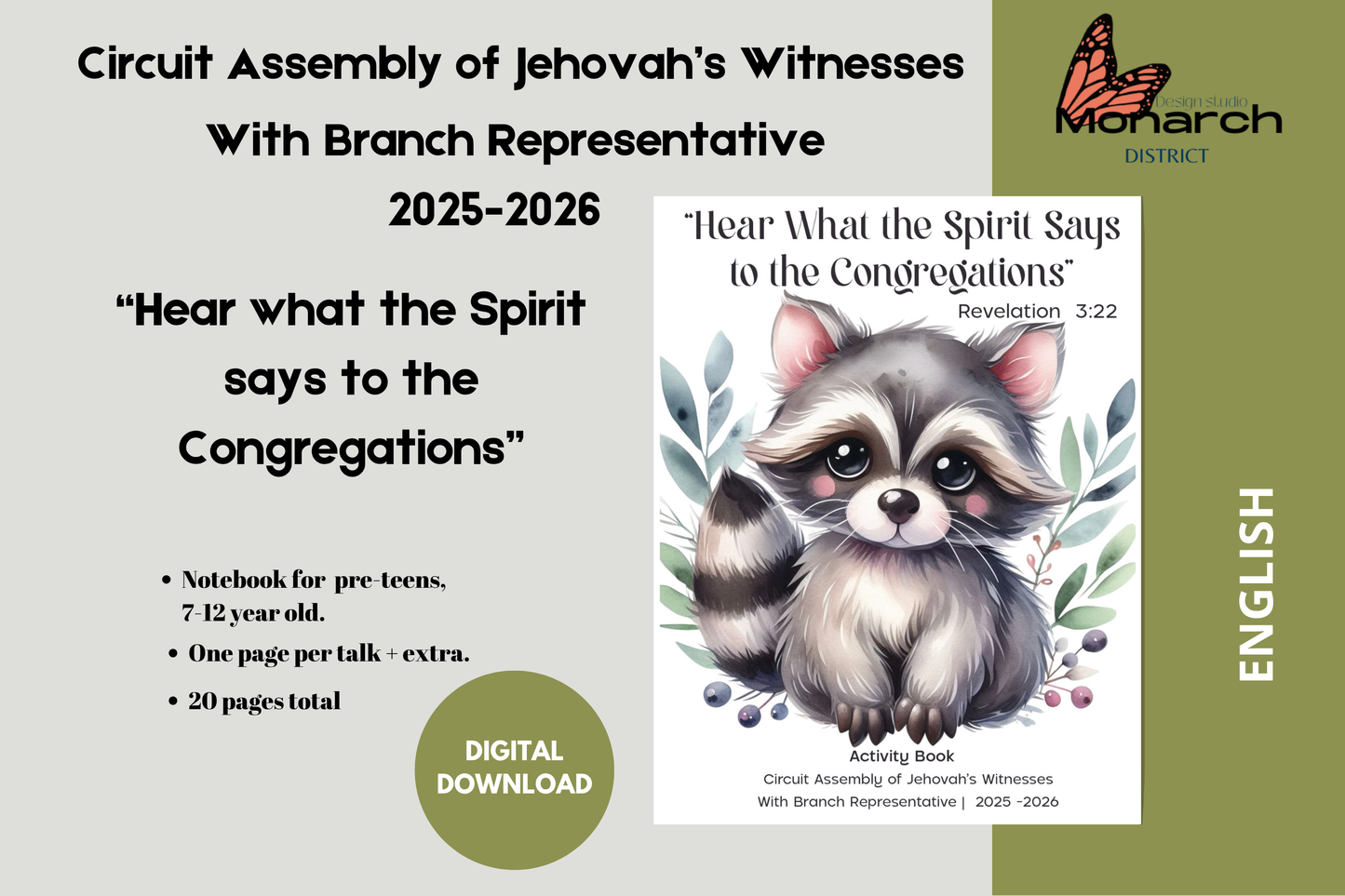 DIGITAL | ENGLISH Tween Notebook for the Circuit Assembly “Hear what the Spirit says to the Congregations” with branch Representative. 2025-2026 for kids 7-12 years old. Pre-teens