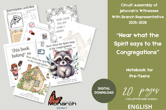 DIGITAL  | ENGLISH  Tween Notebook for the Circuit Assembly “Hear what the Spirit says to the Congregations” with branch Representative. 2025-2026 for kids 7-12 years old. Pre-teens