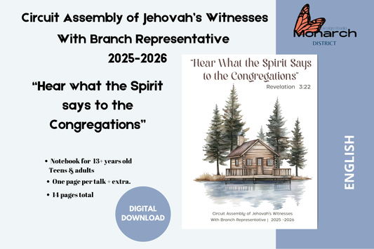 DIGITAL  | ENGLISH  Notebook for the Circuit Assembly “Hear what the Spirit says to the Congregations” with branch Representative. 2025-2026 for Teens/adults