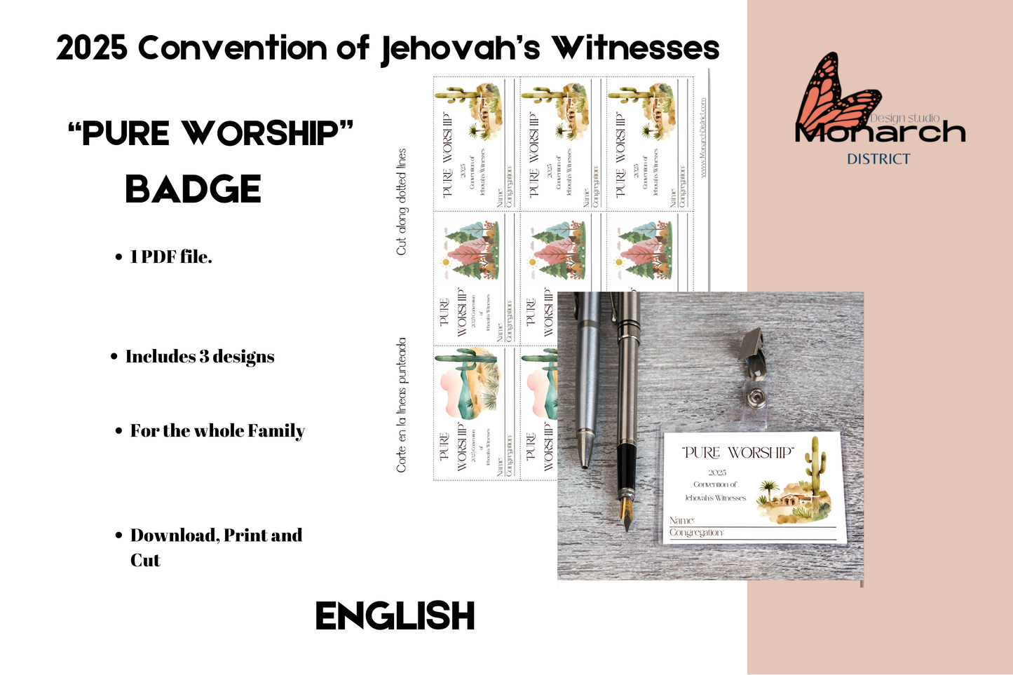 DIGITAL | ENGLISH Badge Lapel 2025 Convention PURE WORSHIP. Version 1