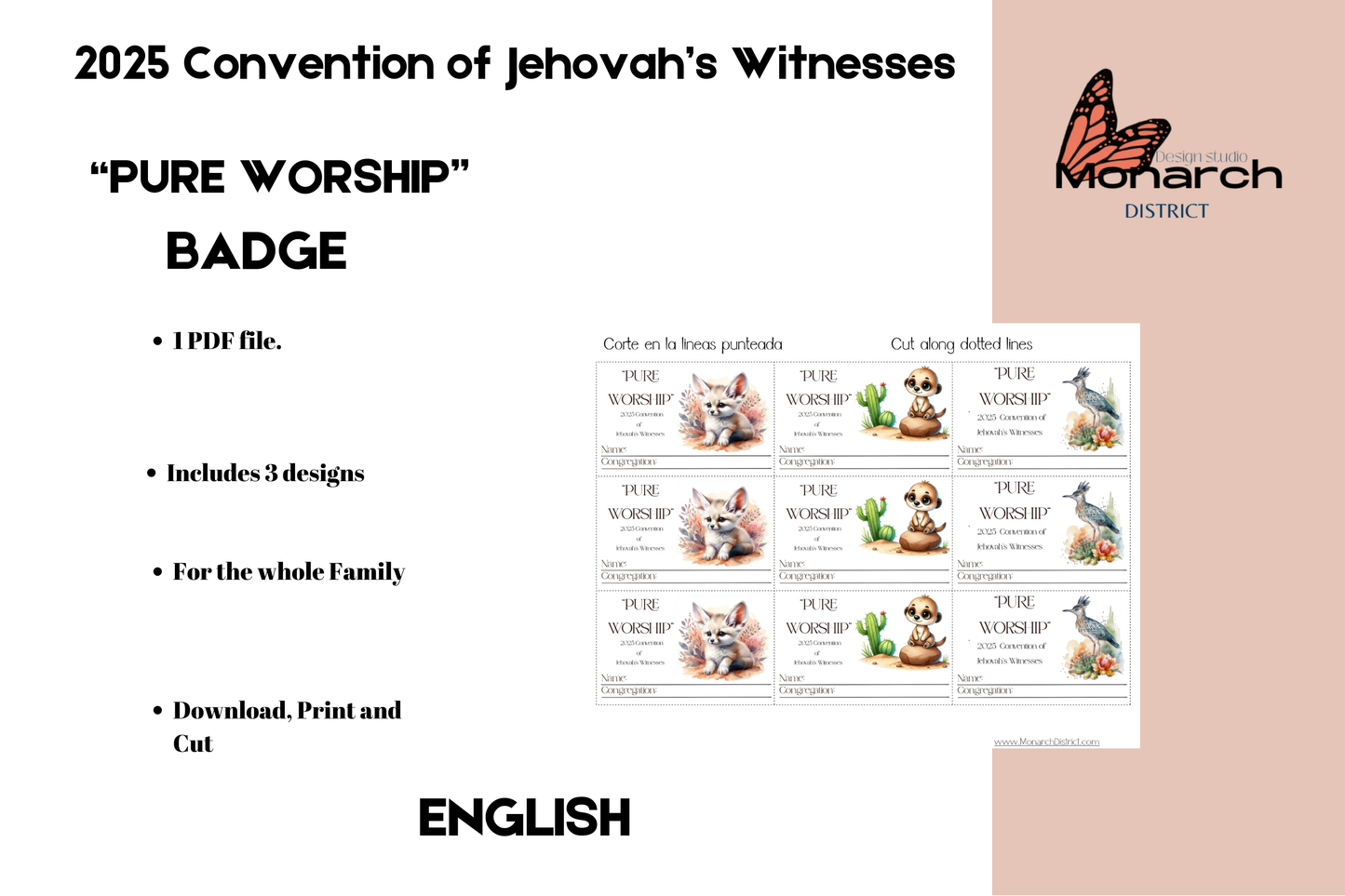 DIGITAL | ENGLISH Badge Lapel 2025 Convention PURE WORSHIP. Version 2