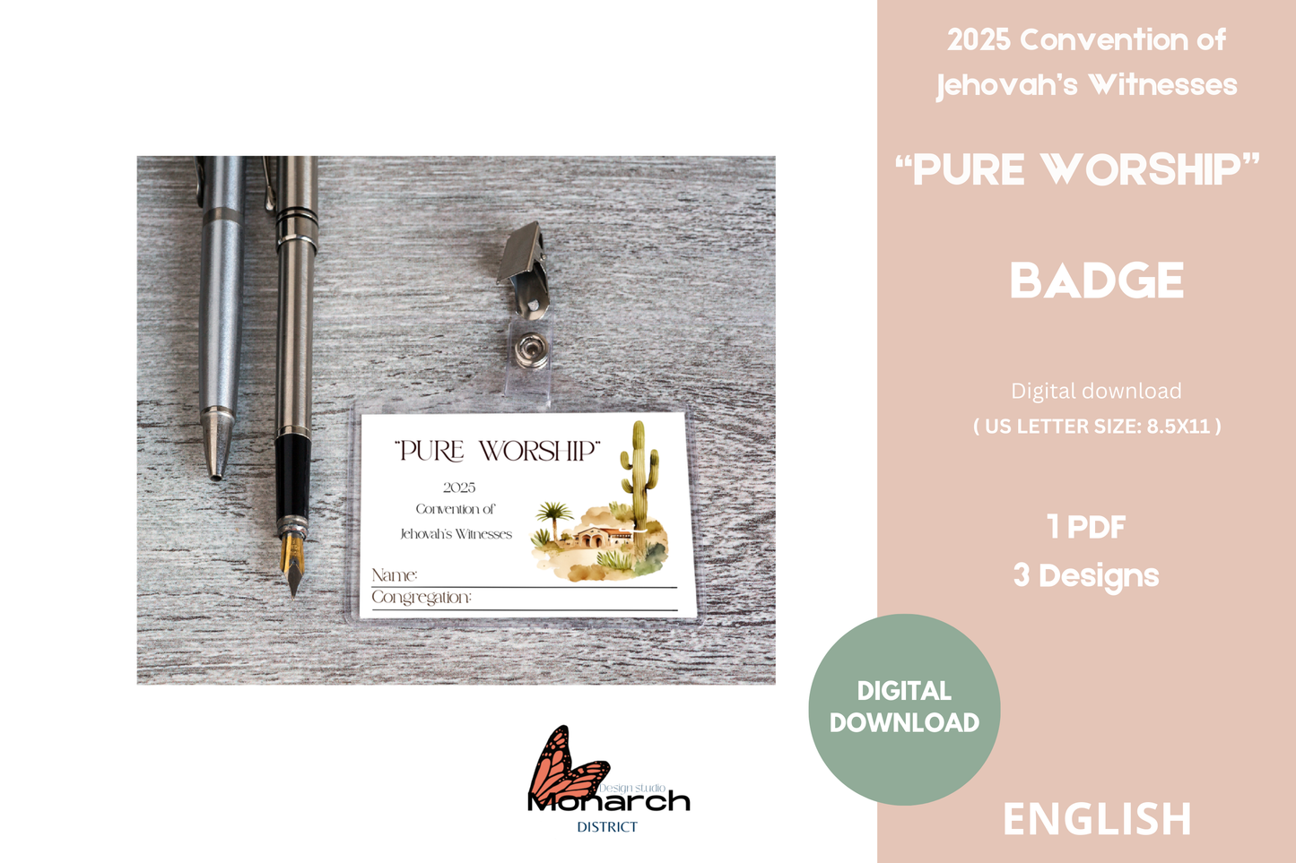 DIGITAL | ENGLISH Badge Lapel 2025 Convention PURE WORSHIP. Version 1