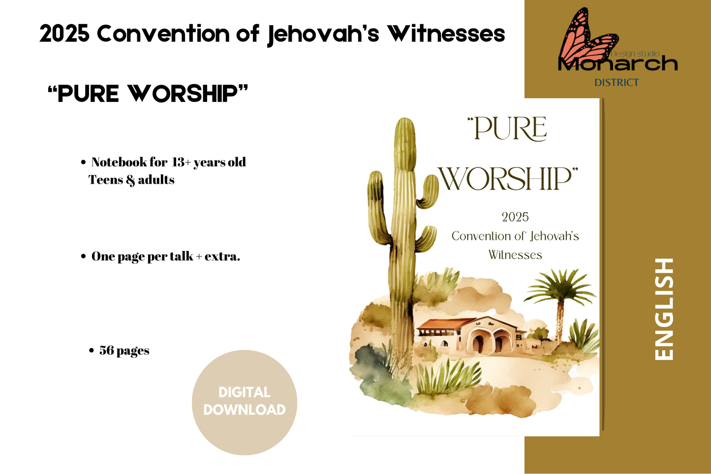 DIGITAL  | ENGLISH  notebook for the Convention “PURE WORSHIP” 2025.  Teens/adults