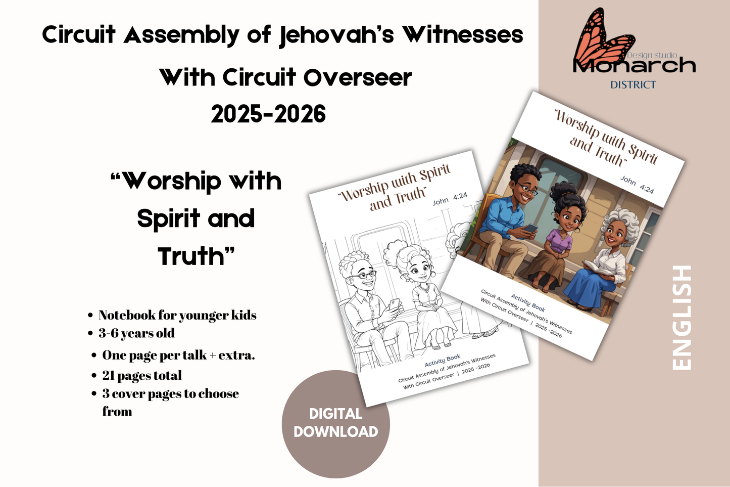 DIGITAL | ENGLISH Tween Notebook for the Circuit Assembly “Worship with Spirit and Truth” with Circuit Overseer. 2025-2026 for kids 3-6 years old.