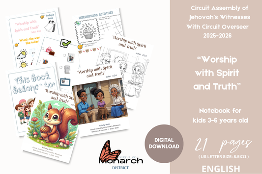 DIGITAL  | ENGLISH  Tween Notebook for the Circuit Assembly “Worship with Spirit and Truth” with Circuit Overseer. 2025-2026 for kids 3-6 years old.