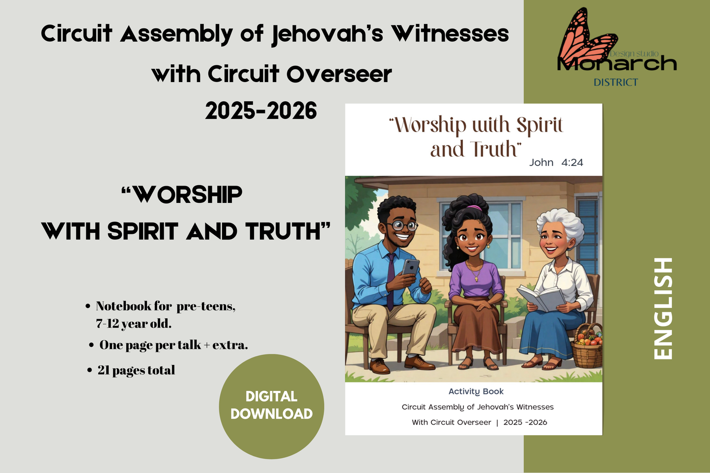 DIGITAL | ENGLISH Tween Notebook for the Circuit Assembly “Worship with Spirit and Truth” with Circuit Overseer. 2025-2026 for kids 7-12 years old. Pre-teens