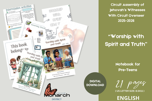 DIGITAL  | ENGLISH  Tween Notebook for the Circuit Assembly “Worship with Spirit and Truth” with Circuit Overseer. 2025-2026 for kids 7-12 years old. Pre-teens