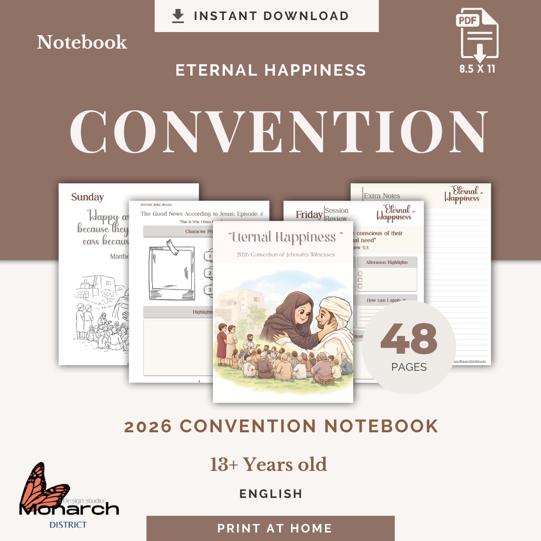 DIGITAL  | ENGLISH Notebook for the Regional/ Internacional Convention 13+ years old. “ ETERNAL HAPPINESS” teens and adults