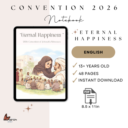 DIGITAL  | ENGLISH Notebook for the Regional/ Internacional Convention 13+ years old. “ ETERNAL HAPPINESS” teens and adults