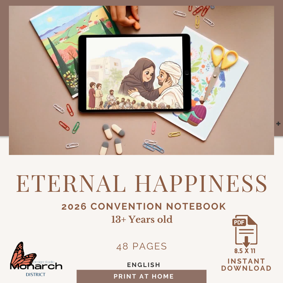 DIGITAL  | ENGLISH Notebook for the Regional/ Internacional Convention 13+ years old. “ ETERNAL HAPPINESS” teens and adults