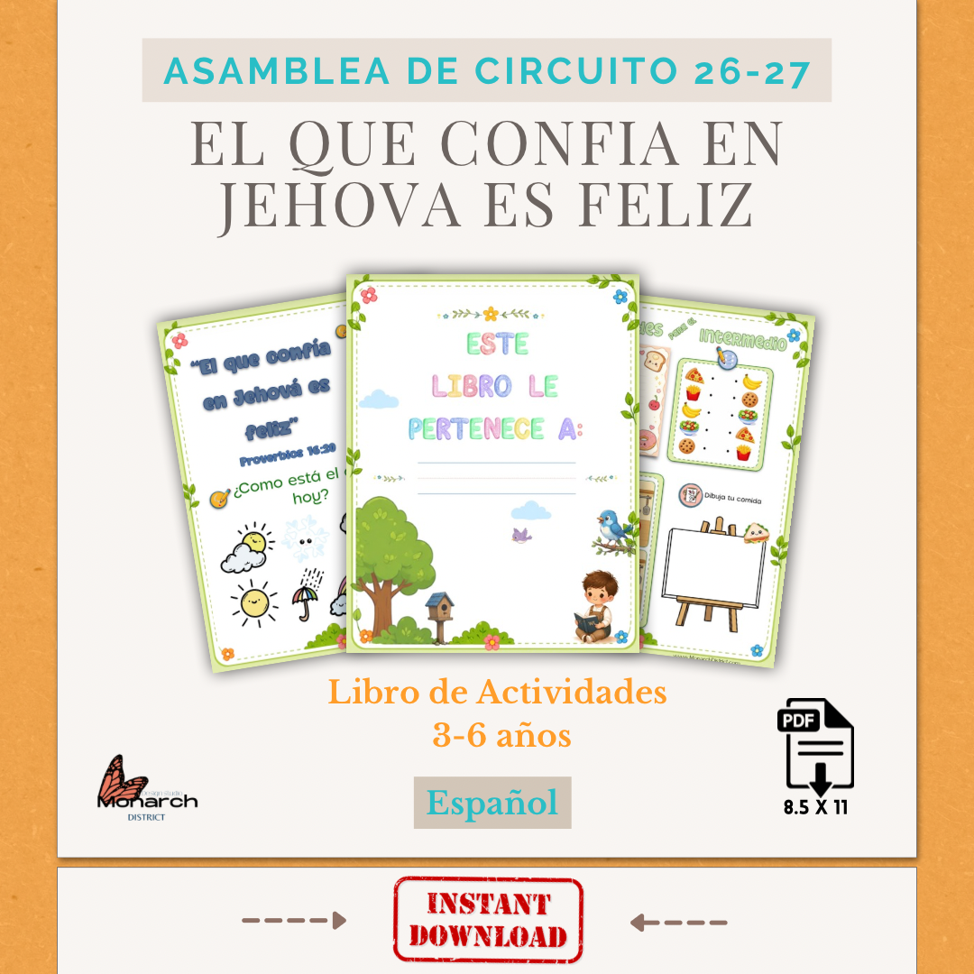 DIGITAL  |ESPAÑOL Niños 3-6 libro Asamblea de Circuito con Superintendente de Circuito “EL QUE CONFÍA EN JEHOVAH ES FELIZ”  2026-2027