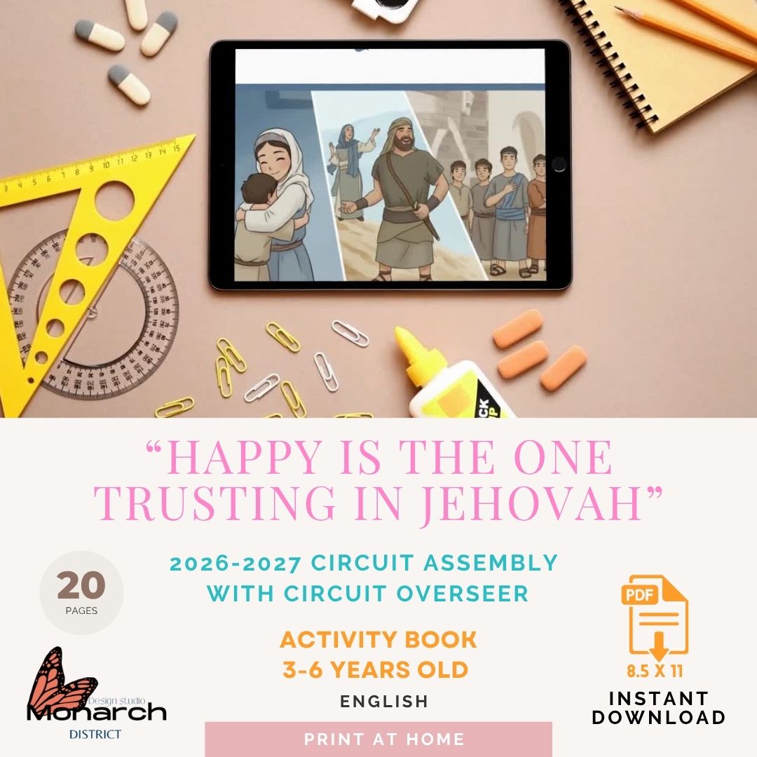 DIGITAL  | ENGLISH  kids 3-6 YO,  Notebook for the Circuit Assembly “HAPPY IS THE ONE TRUSTING IN JEHOVAH” with Circuit Overseer. 2026-2027