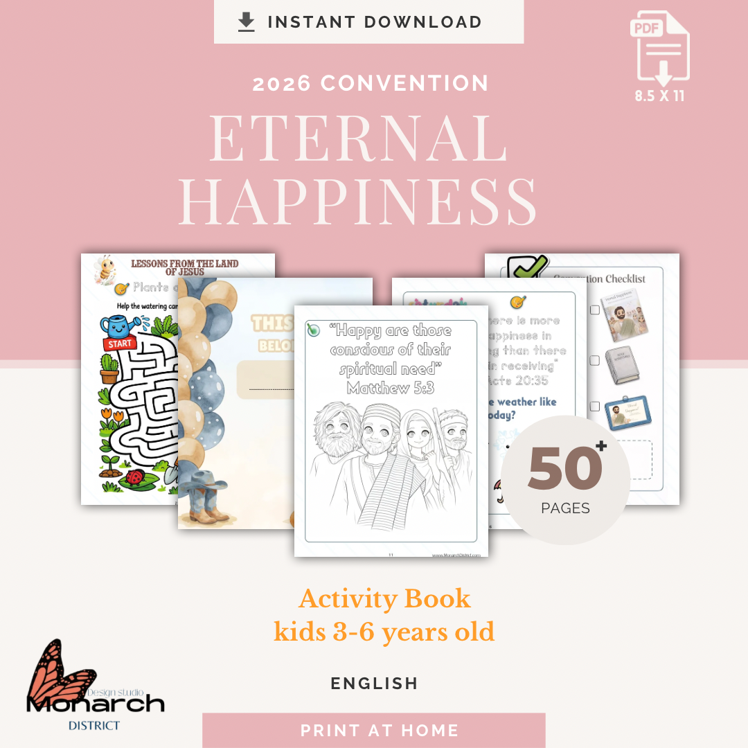 DIGITAL  | ENGLISH Activity book for the Regional/ Internacional Convention 3-6years old. “ ETERNAL HAPPINESS”
