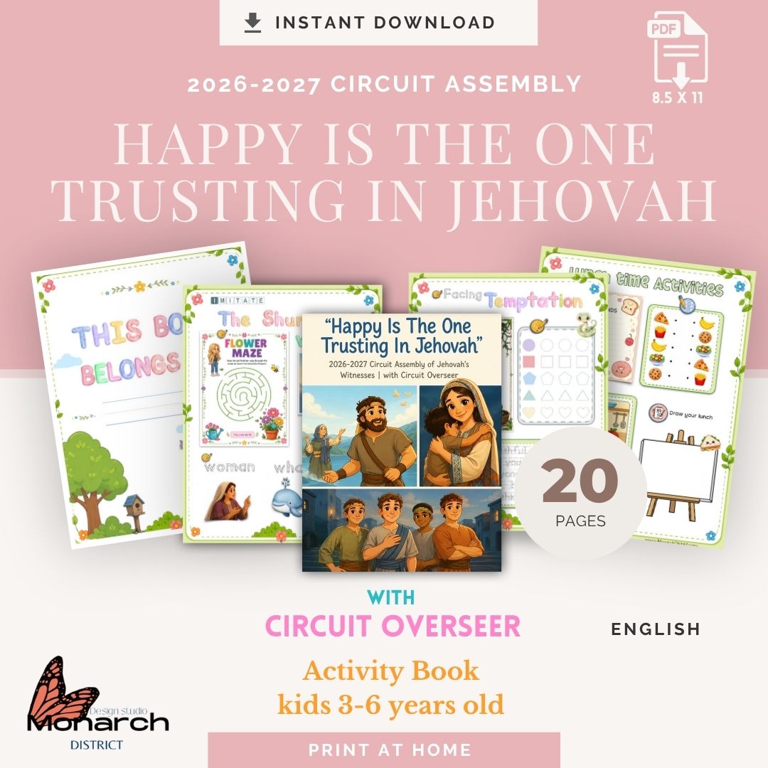 DIGITAL  | ENGLISH  kids 3-6 YO,  Notebook for the Circuit Assembly “HAPPY IS THE ONE TRUSTING IN JEHOVAH” with Circuit Overseer. 2026-2027