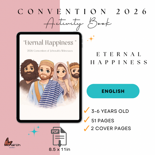 DIGITAL  | ENGLISH Activity book for the Regional/ Internacional Convention 3-6years old. “ ETERNAL HAPPINESS”