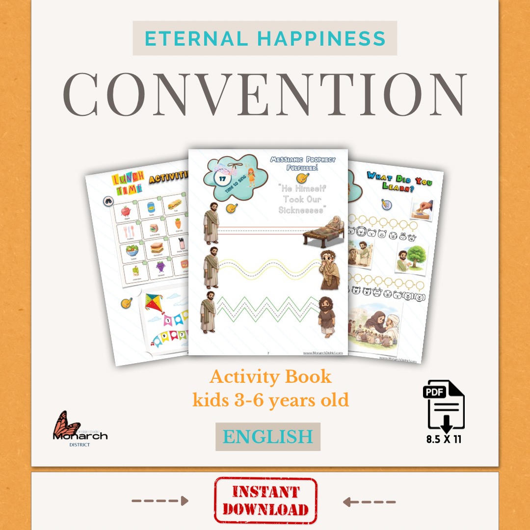 DIGITAL  | ENGLISH Activity book for the Regional/ Internacional Convention 3-6years old. “ ETERNAL HAPPINESS”