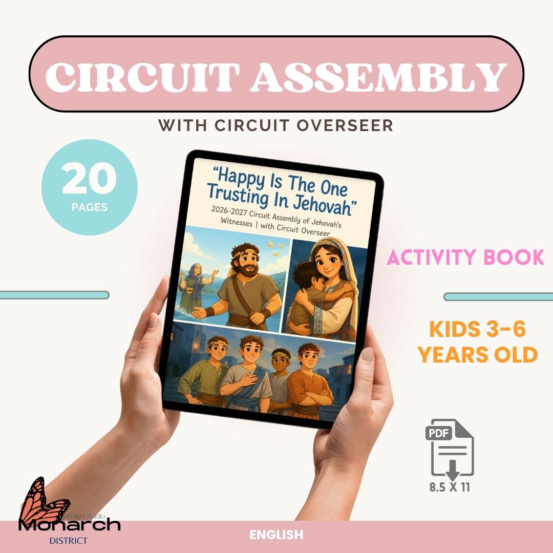 DIGITAL  | ENGLISH  kids 3-6 YO,  Notebook for the Circuit Assembly “HAPPY IS THE ONE TRUSTING IN JEHOVAH” with Circuit Overseer. 2026-2027