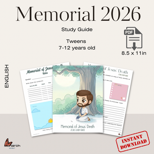 DIGITAL- Memorial of Jesus death study guide.  Tweens 7-12 years old | CONMEMORACIÓN 2026 Guia de Estudio