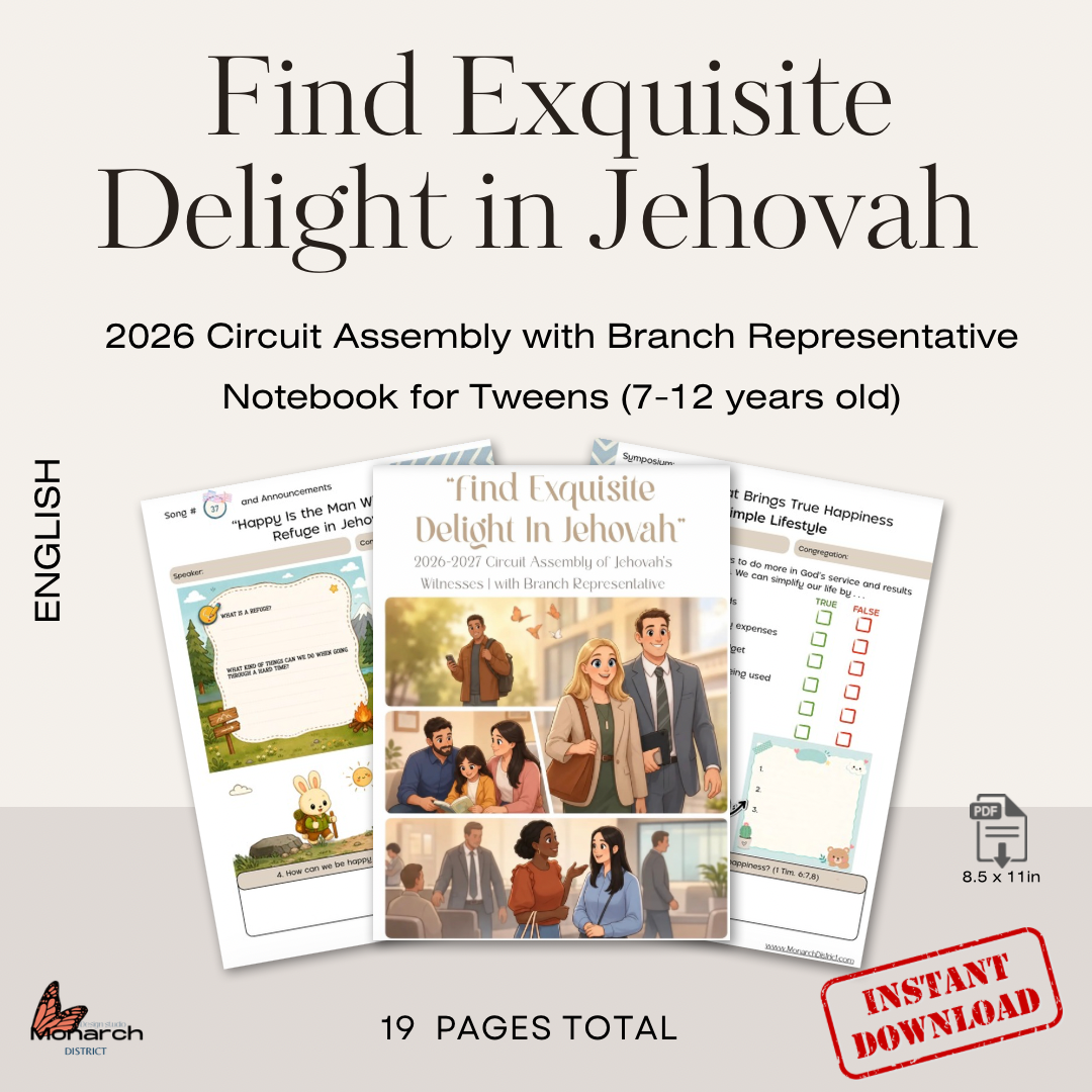 DIGITAL  | ENGLISH  Tween Notebook for the Circuit Assembly “Find Exquisite Delight in Jehovah” with Branch Representative. 2026-2027 for kids 7-12 years old. Pre-teens