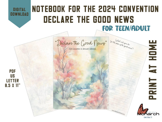 DIGITAL Notebook for teens and adults for 2024 Convention “DECLARE THE GOOD NEWS” ENGLISH