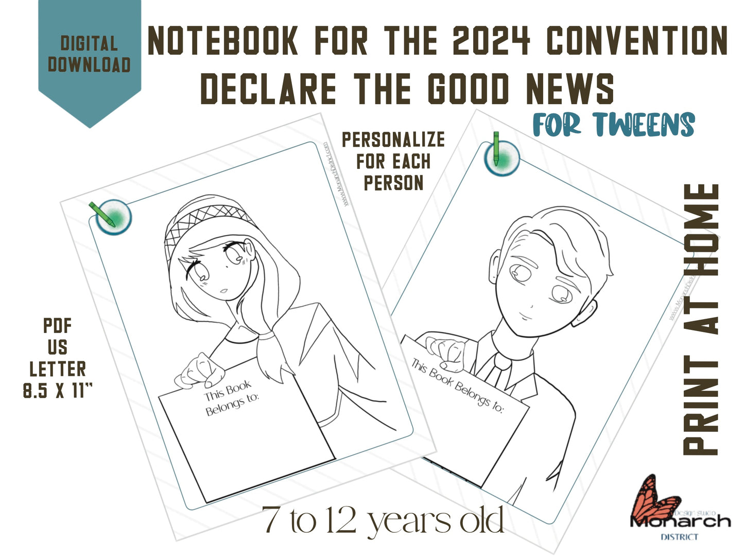 DIGITAL Notebook for tweens 7-12 YO JW 2024 Convention “DECLARE THE GOOD NEWS” ENGLISH