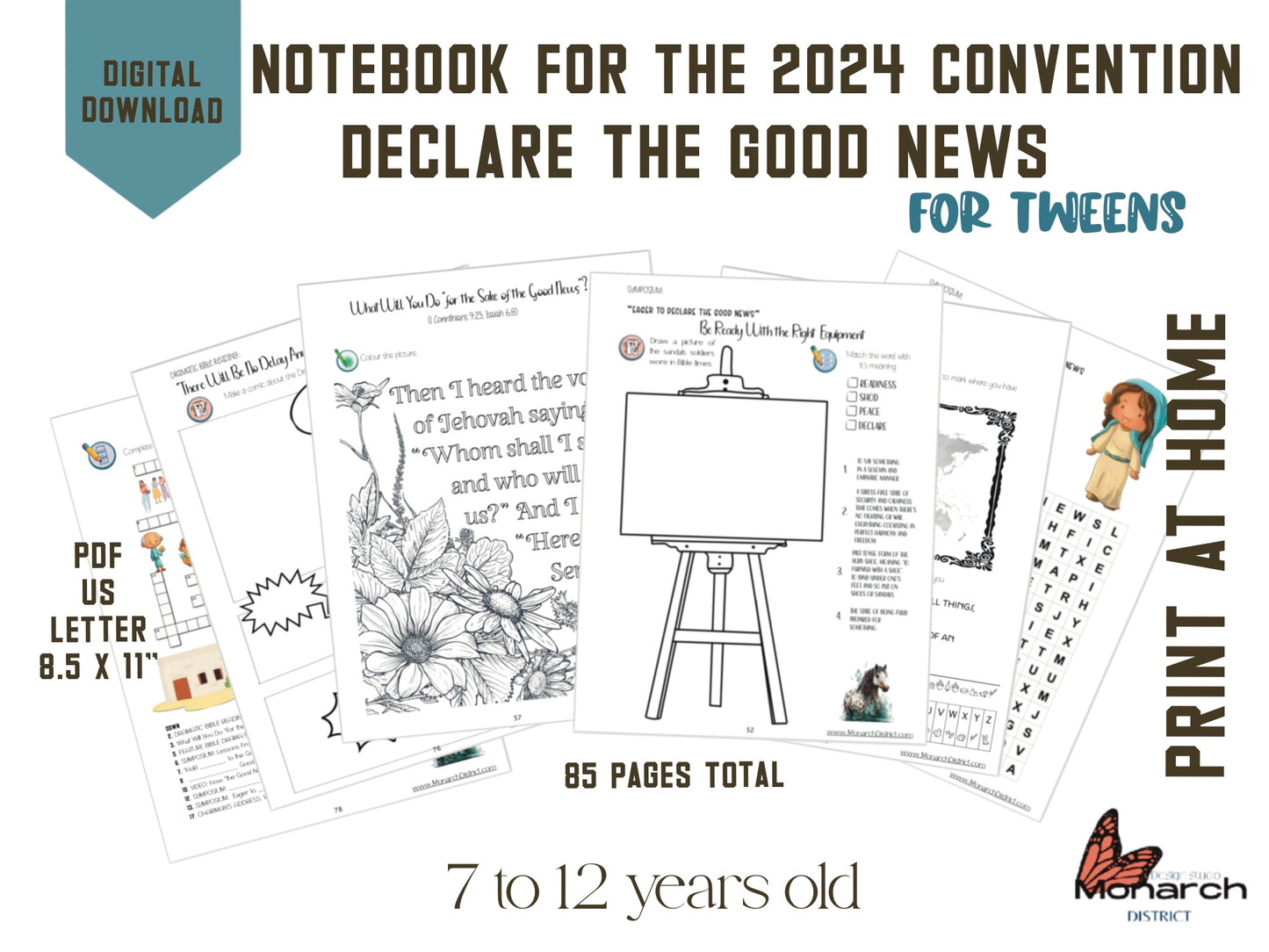 DIGITAL Notebook for tweens 7-12 YO JW 2024 Convention “DECLARE THE GOOD NEWS” ENGLISH