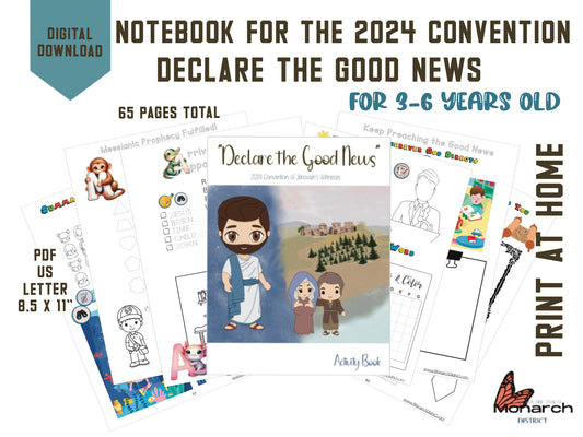 DIGITAL NOTEBOOK for kids 3-6 YO JW 2024 Convention “DECLARE THE GOOD NEWS” ENGLISH