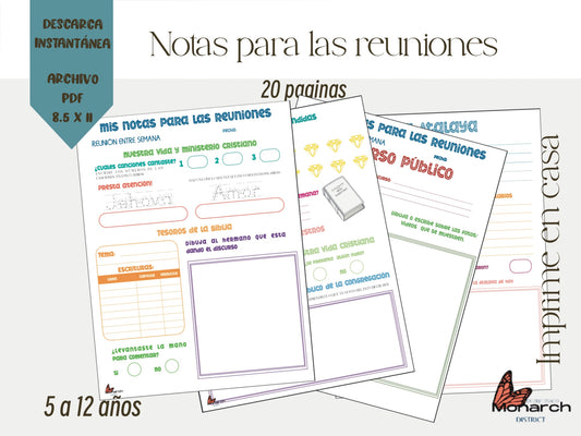 DIGITAL  | ESPAÑOL Notas para las reuniones para niños 5-12 años.