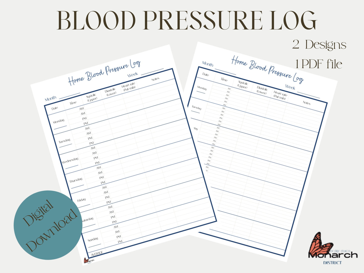 Blood pressure log, heartbeat tracker. Home blood pressure log, Printable blood pressure Tracker, blood pressure Journal.