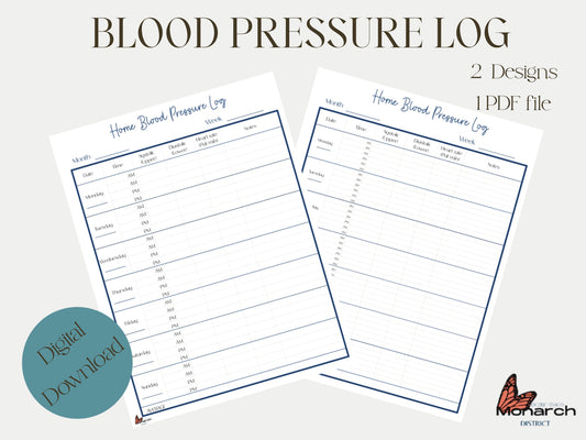 Blood pressure log, heartbeat tracker. Home blood pressure log, Printable blood pressure Tracker, blood pressure Journal.