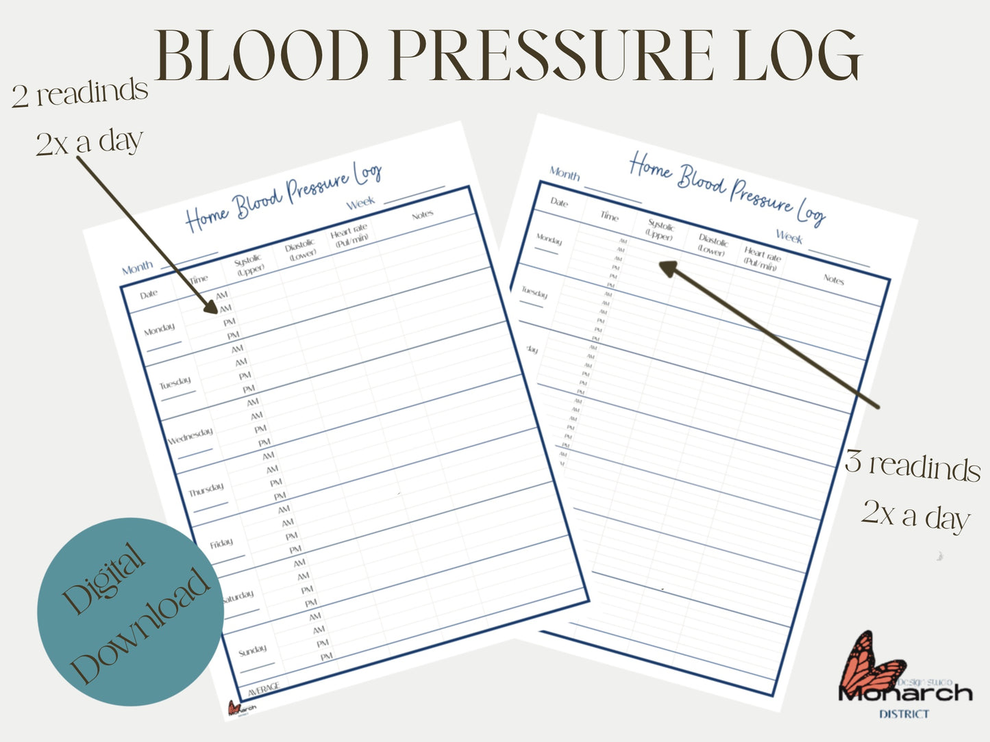 Blood pressure log, heartbeat tracker. Home blood pressure log, Printable blood pressure Tracker, blood pressure Journal.