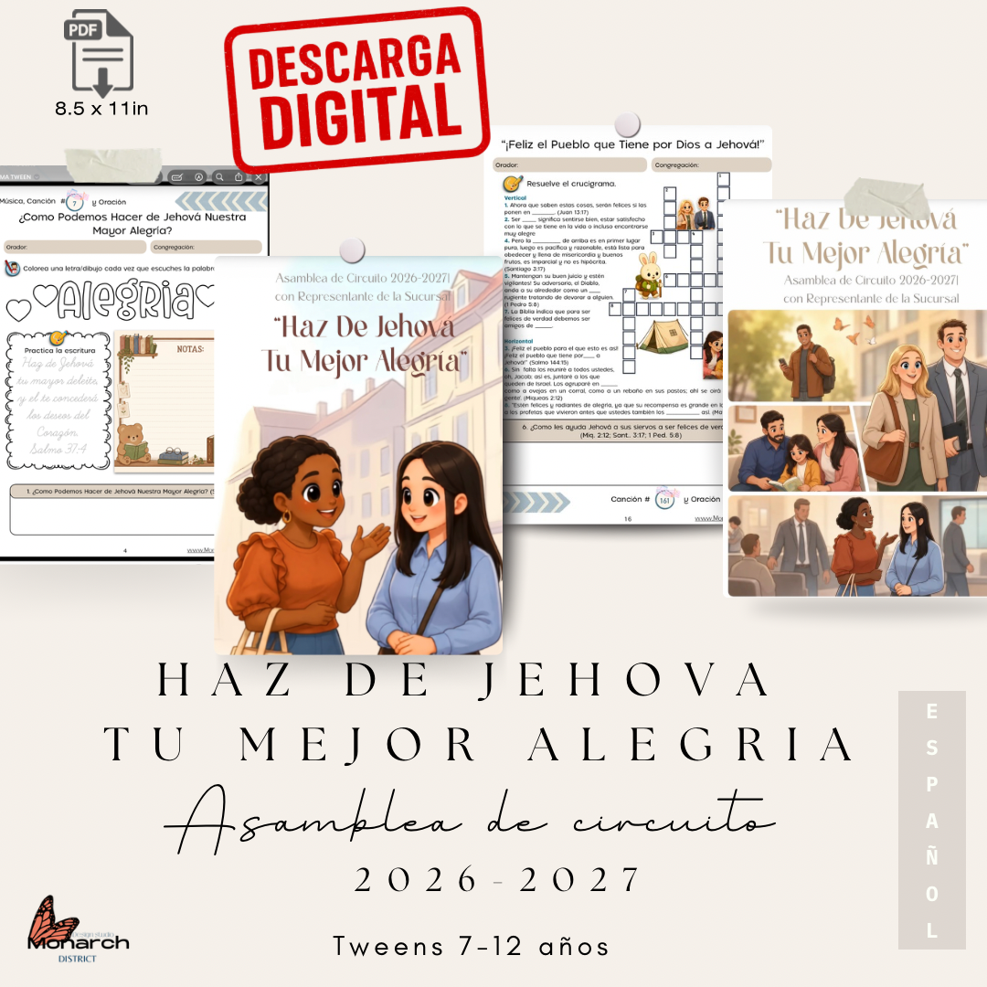 DIGITAL  |ESPAÑOL Tween Libro para la Asamblea de Circuito “Haz de Jehová tu mayor alegría ” con Representante de la Sucursal  2026-2027 para 7-12 años.