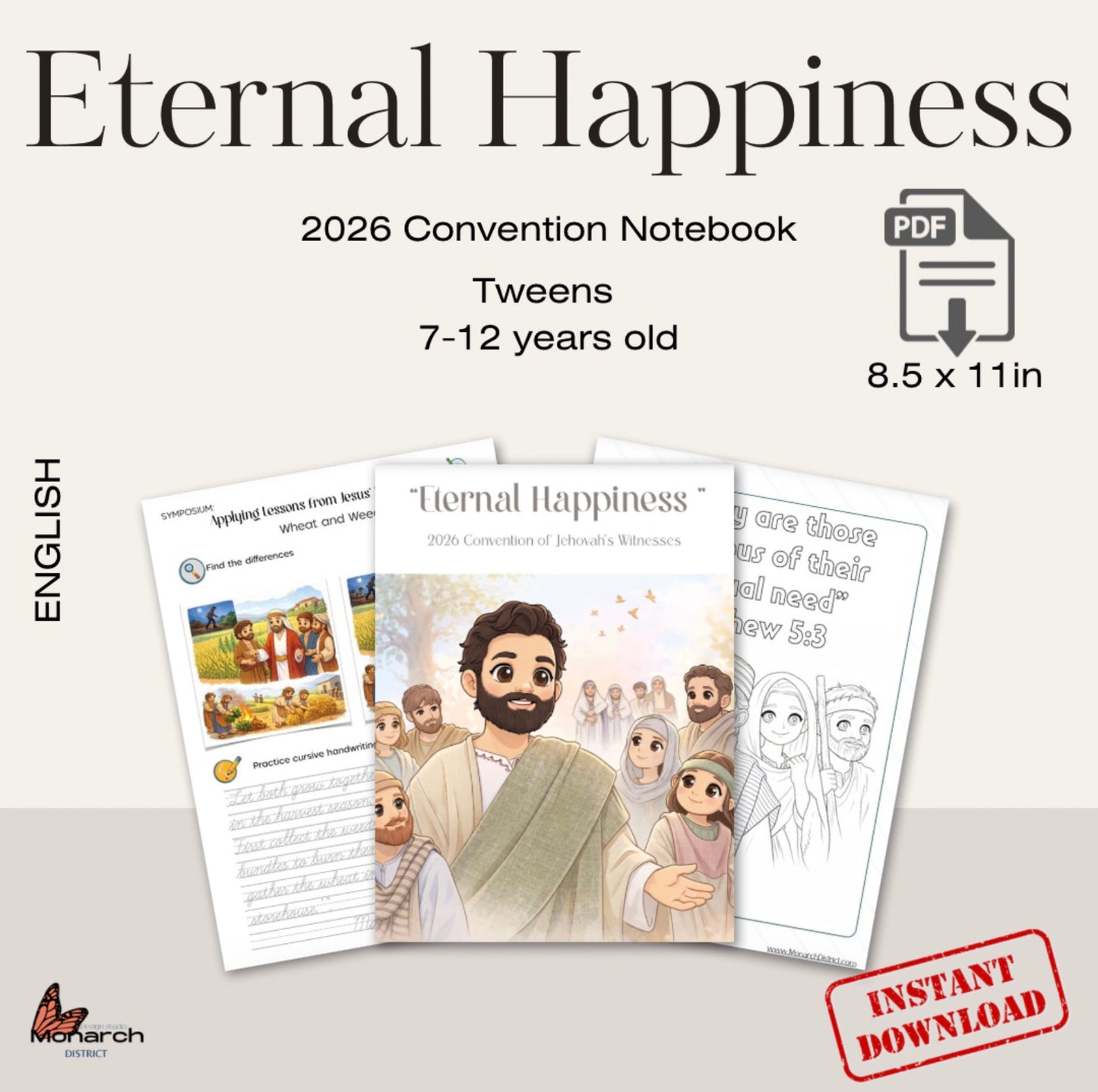 DIGITAL  | ENGLISH Activity book for the Regional/ Internacional Convention 7-12 years old. “ ETERNAL HAPPINESS”