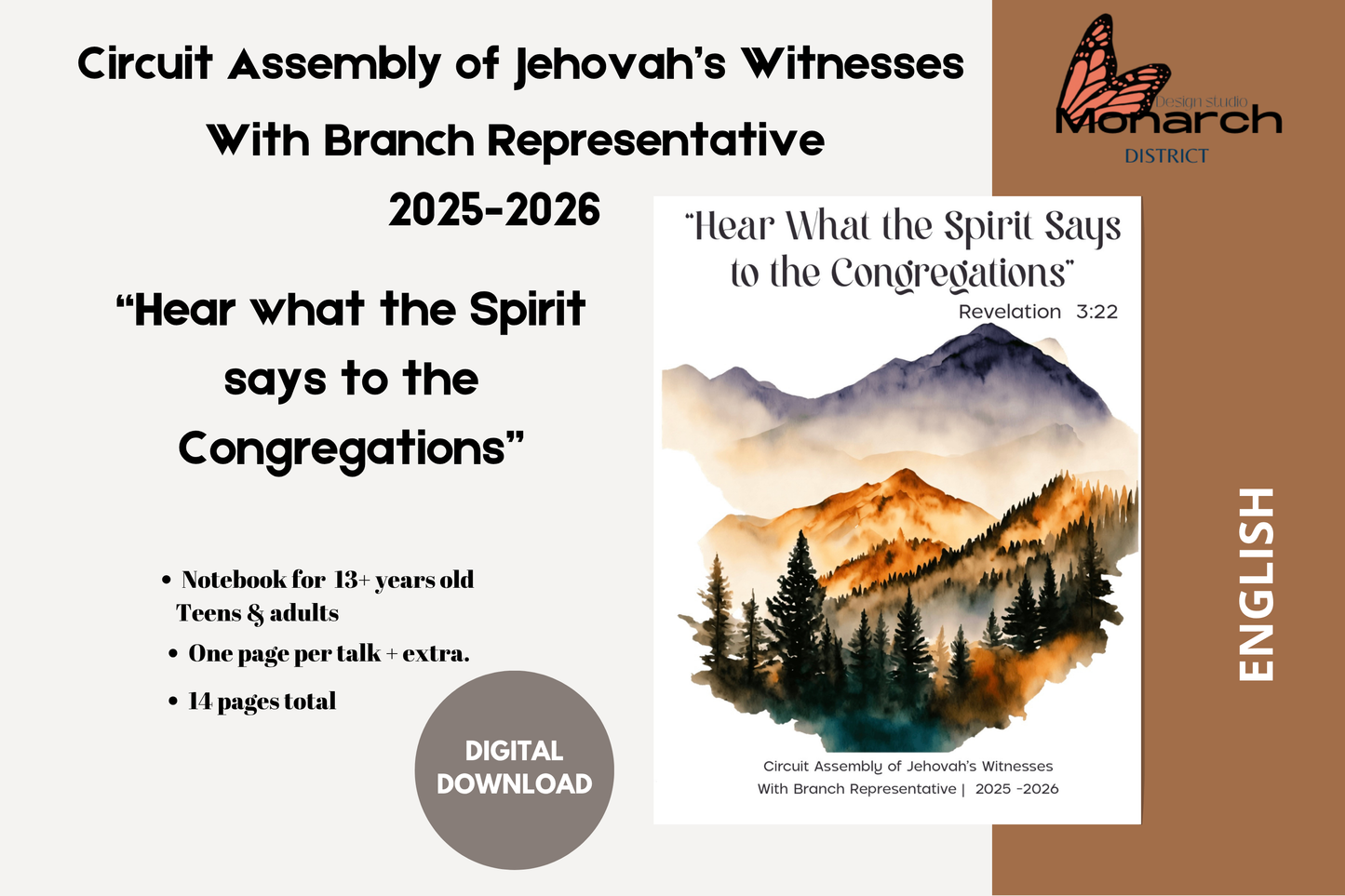 DIGITAL  | ENGLISH  Notebook for the Circuit Assembly “Hear what the Spirit says to the Congregations” with branch Representative. 2025-2026 for Teens/adults