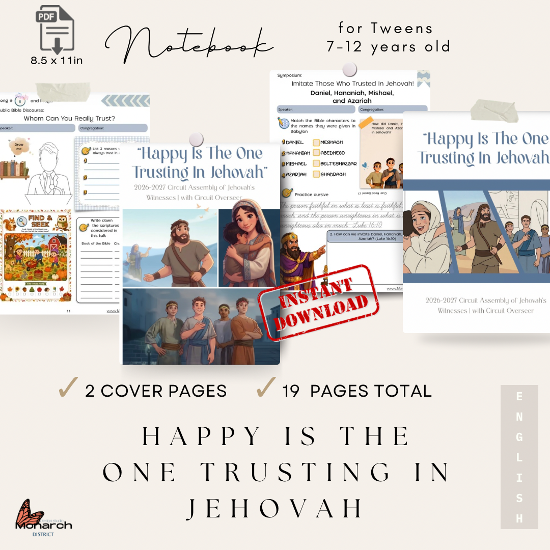 DIGITAL  | ENGLISH  Tween Notebook for the Circuit Assembly “Happy is the one trusting in Jehovah” with Circuit Overseer. 2026-2027 for kids 7-12 years old. Pre-teens
