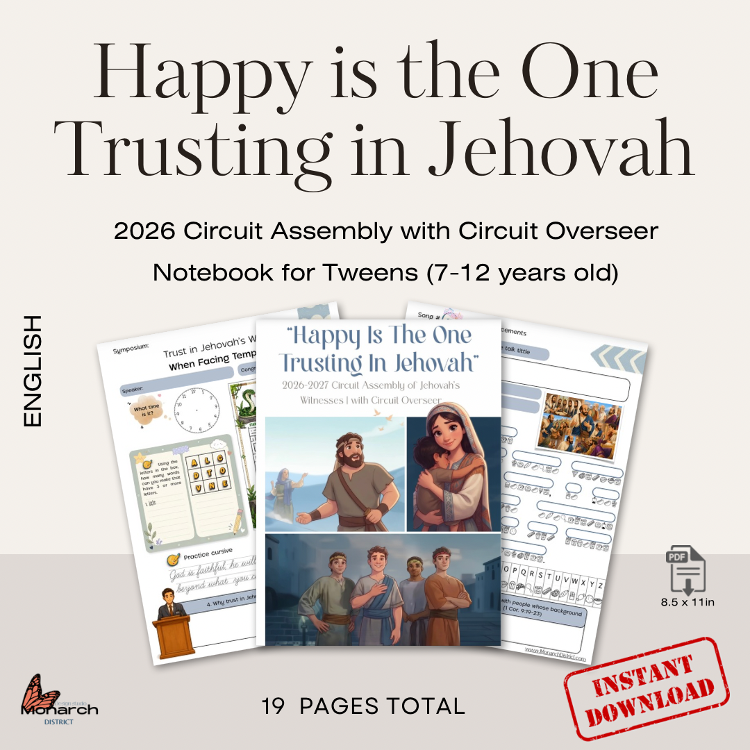 DIGITAL  | ENGLISH  Tween Notebook for the Circuit Assembly “Happy is the one trusting in Jehovah” with Circuit Overseer. 2026-2027 for kids 7-12 years old. Pre-teens