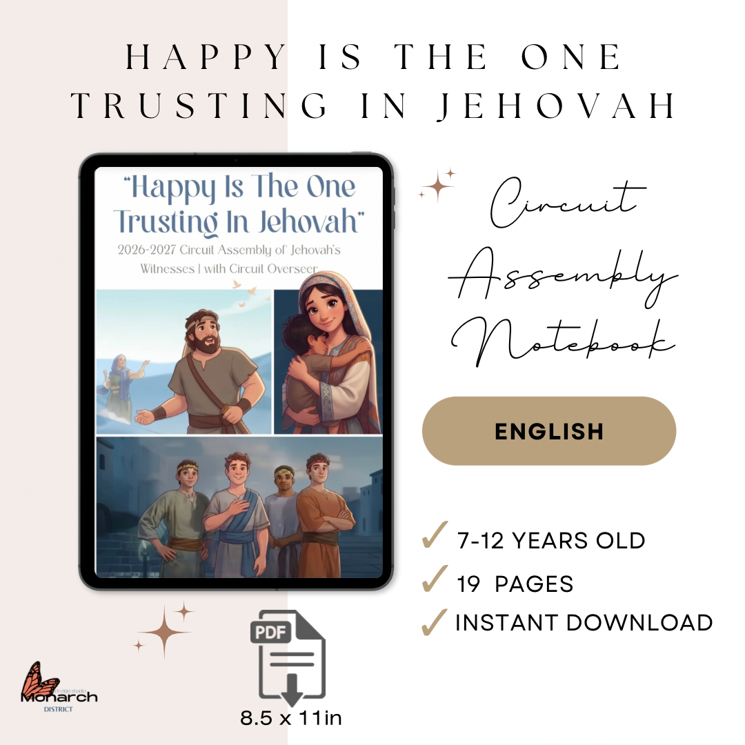 DIGITAL  | ENGLISH  Tween Notebook for the Circuit Assembly “Happy is the one trusting in Jehovah” with Circuit Overseer. 2026-2027 for kids 7-12 years old. Pre-teens