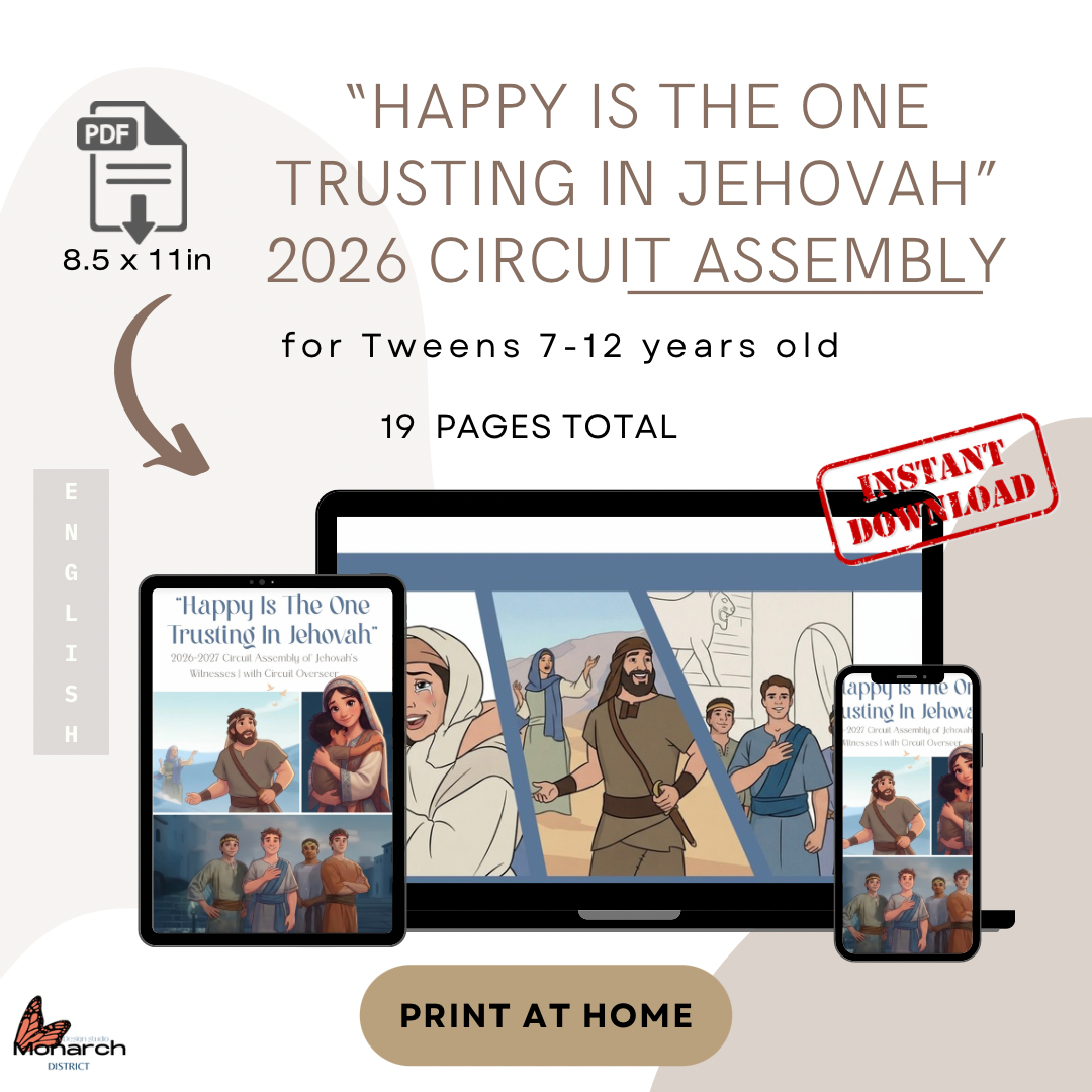 DIGITAL  | ENGLISH  Tween Notebook for the Circuit Assembly “Happy is the one trusting in Jehovah” with Circuit Overseer. 2026-2027 for kids 7-12 years old. Pre-teens