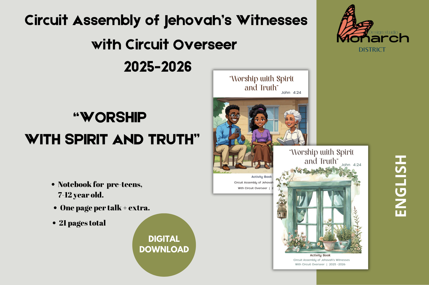 DIGITAL  | ENGLISH  Tween Notebook for the Circuit Assembly “Worship with Spirit and Truth” with Circuit Overseer. 2025-2026 for kids 7-12 years old. Pre-teens